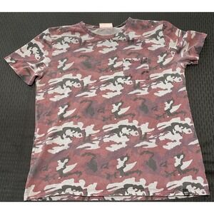 Ninth Hall Shirt Mens Medium Red Gray Camo Pocket Crewneck‎ Tee Soft Cotton